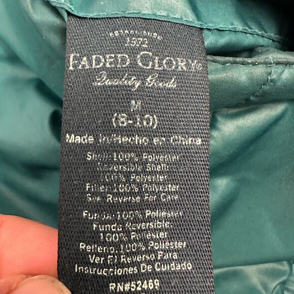 Faded Glory Reversible Quilted Jacket M 8-10 Black & Teal Polyester Womens - Picture 2 of 8